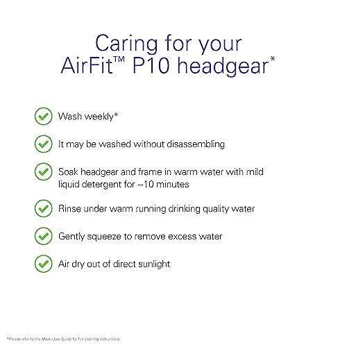 ResMed AirFit P10 Headgear with Clip - Replacement CPAP Headgear - Frame System & Nasal Pillows Cushion Not Included - Blue