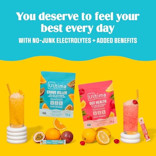 Ultima Replenisher Crave Killer Supplement and Electrolytes Powder – Tropical Fusion, 14 Stickpacks – Hydration Packets That Kick Cravings to The Curb