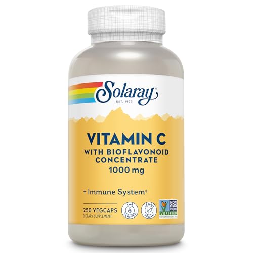SOLARAY Vitamin C w/Rose HIPS, Acerola & Bioflavonoids, 1000mg, Supports Immune Function & Healthier Skin, Hair, Nails, Non-GMO, Vegan, 250 CT
