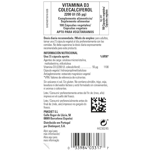 Solgar Vitamin D3 (Cholecalciferol) 55 mcg (2200 IU), 100 Vegetable Capsules - Helps Maintain Healthy Bones & Teeth - Immune System Support - Non-GMO, Gluten Free, Dairy Free, Kosher - 100 Servings