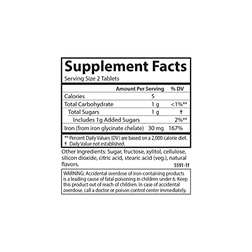 Carlson - Chewable Iron, 30 mg, Superior Absorption, Blood Health, Energy Production & Optimal Wellness, Natural Strawberry Flavor, 60 Tablets