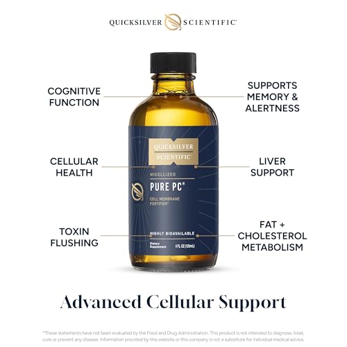 Quicksilver Scientific Micellized Pure PC - Phosphatidylcholine Liquid Supplement to Support Cellular & Liver Health - Superior Liposomal Absorption - Non-GMO Supportive Brain Supplement (4oz /120ml)