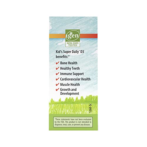 Carlson - Kid's Super Daily D3, Kids Vitamin D Drops, 400 IU (10 mcg) per Drop, Heart Health, Immune Support, Vegetarian, Liquid Vitamin D Drops, Unflavored, 365 Drops