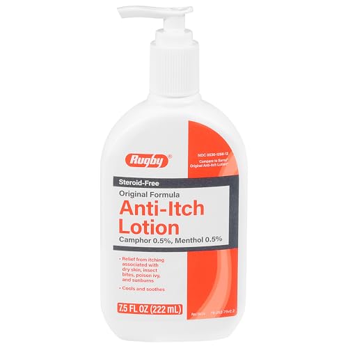 Rugby Anti-Itch Lotion - Camphor 0.5% - Menthol 0.5% - Cools and Soothes - 7.5 Fl Oz
