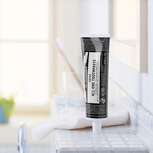 Dr. Bronners - All-One Toothpaste (Anise, 5 Ounce, 3-Pack) - 70% Organic Ingredients, Natural and Effective, Fluoride-Free, SLS-Free, Helps Freshen Breath, Reduce Plaque, Whiten Teeth, Vegan
