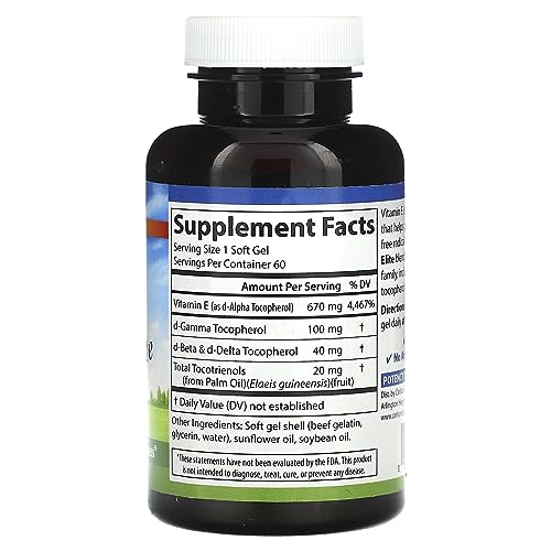 Carlson Labs E-Gems Natural Vitamin E Elite, 1000 IU, 60 Softgels
