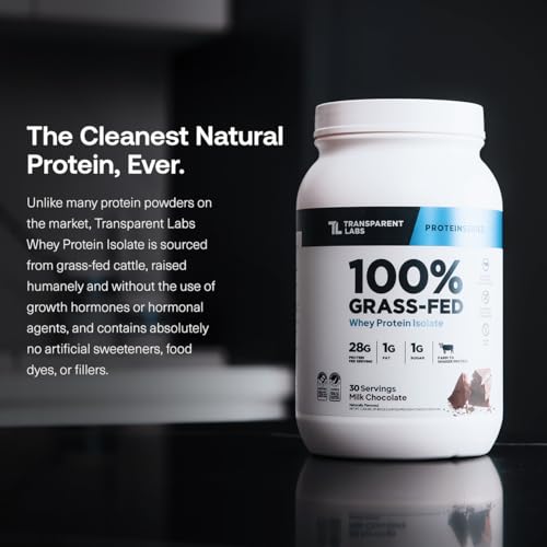 Transparent Labs Grass-Fed Whey Protein Isolate - Naturally Flavored, Gluten Free Whey Protein Powder with 28g of Protein per Serving & 9 Amino Acids - 30 Servings, Oatmeal Chocolate Chip Cookie