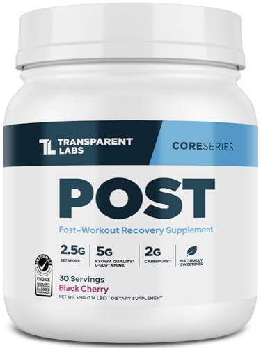 Transparent Labs Post - Post-Workout Recovery Muscle Builder with L-Glutamine, Beta-Alanine and BetaPure Betaine Anhydrous for Muscle Recovery and Muscle Building - 30 Servings, Black Cherry