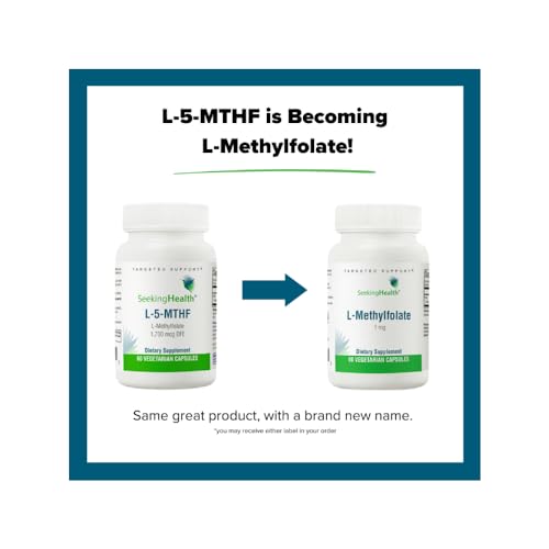 Seeking Health L-5-MTHF, Supports Healthy Methylation, Easily Absorbed Methyl Folate Supplement, MTHFR Support Supplement, 1,700 mcg DFE, Vegetarian (60 Capsules)