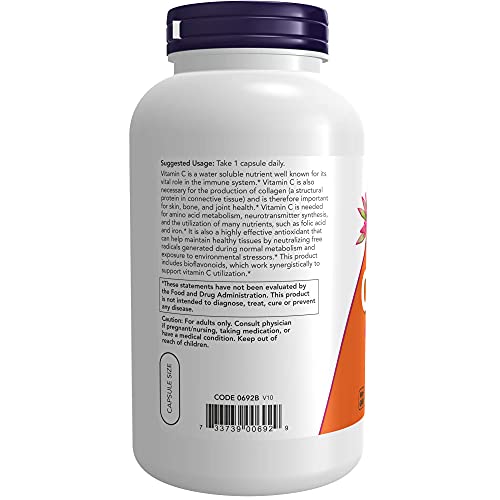 NOW Foods Supplements, Vitamin C-1,000 with 100 mg of Bioflavonoids, Antioxidant Protection*, 250 Veg Capsules