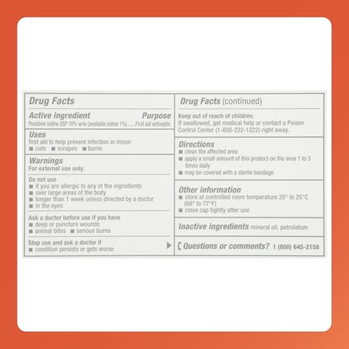 Rugby First Aid Antiseptic Ointment - 10% Povidone Iodine Ointment, USP - Antiseptic for Minor Cuts, Scrapes, and Burns - 1 Oz.