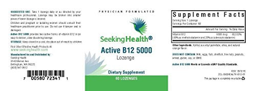 Seeking Health Active B12 5000, 5000 mcg B12 as Adenosylcobalamin and Methylcobalamin, Potent Formula Supports Healthy Metabolism, Methylation, Cognitive Health, Vegan and Vegetarian (60 lozenges)*
