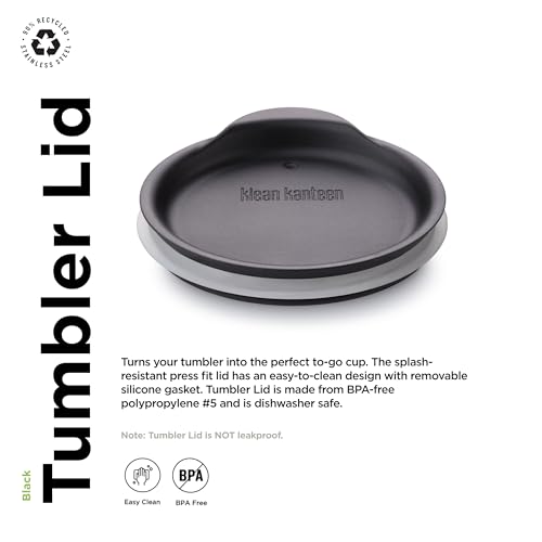 Klean Kanteen Tumbler Lid - Dishwasher-Safe, BPA-Free Lid for Tumblers - Premium Lid Replacement - Black