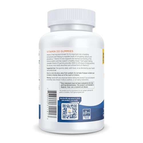 Nordic Naturals Vitamin D3 Gummies, Wild Berry - 120 Gummies - 1000 IU Vitamin D3, 1.4 mg Iron - Great Taste - Healthy Bones, Mood & Immune System Function - Non-GMO - 120 Servings