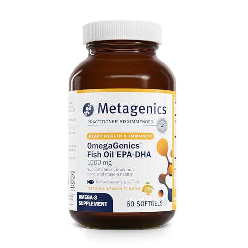 Metagenics OmegaGenics EPA-DHA 1000 mg - High Potency Omega-3 Fish Oil Supplement for Heart, Brain & Joint Health* - Sustainably Sourced - 60Softgels