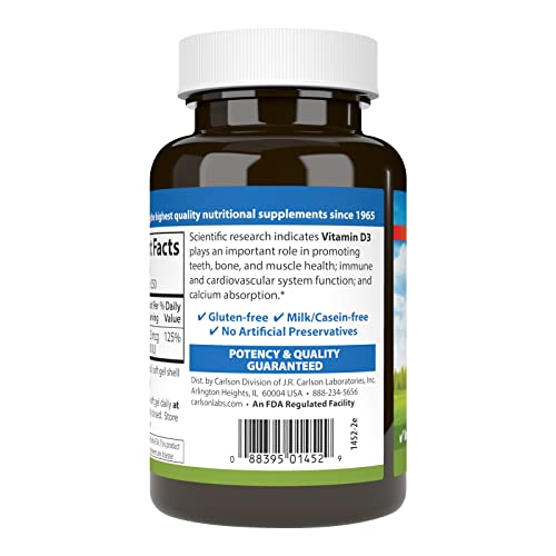 Carlson Vitamin D3, 1000 IU, 250 Softgels