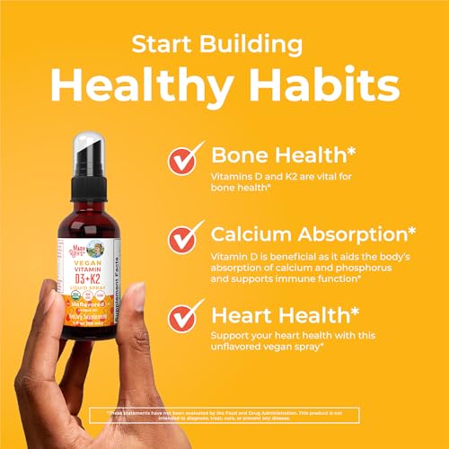 MaryRuth's Vitamin D3 | K2 | Liquid Spray | Supplement for Adults & Kids | Calcium Absorption Strong Bones | Vegan | Non-GMO | Gluten Free | 1 Fl Oz