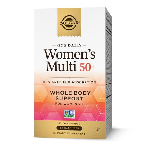 Solgar One Daily Women's Multi 50+ Whole Body Support for Women 50 and Older - Highly Absorbable Heart, Bone & Breast Health, Energy, Stress, Hair Skin & Nails Multivitamin, 60 Vegan Capsule Servings