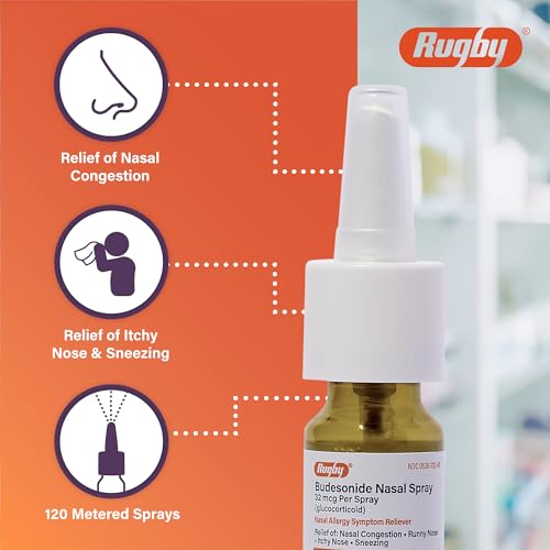 Rugby Budesonide Nasal Spray - Allergy and Nasal Congestion Relief - Alcohol-Free - 0.285 Fl. Oz. (1 Pack)