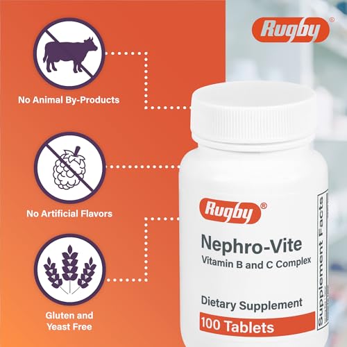 Rugby Nephro-Vite Vitamin B and C Complex Tablets - Dietary Supplement - 100 Count (1 Pack)