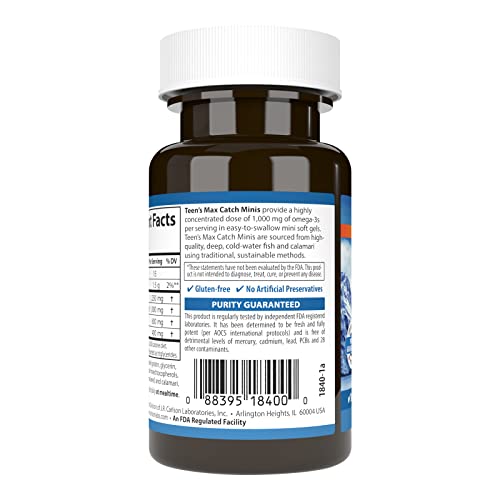 Carlson - Teen's Max Catch Minis, 1000 mg Omega-3s, Brain Health, Vision Support, Mood Health, 30 Softgels