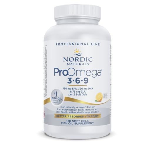 Nordic Naturals ProOmega 3-6-9, Lemon Flavor - 120 Soft Gels -1360 mg Omega-3 - EPA & DHA with Added GLA - Healthy Skin, Cognition, Positive Mood - Non-GMO - 60 Servings