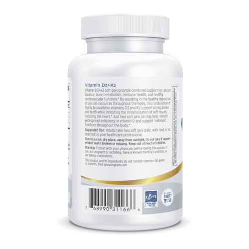 Nordic Naturals Professional Grade Vitamin D3+K2 Supplement, Orange Flavor - 60 Soft Gels - 4000 IU Vitamin D3 & 180 mcg K2- Promotes Calcium Balance & Immune Function - Non-GMO - 30 Servings