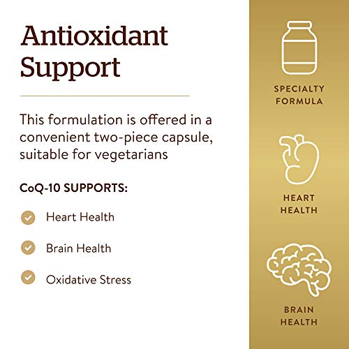 Solgar Vegetarian CoQ-10 200 mg, 60 Vegetable Capsules - Heart Healthy, Protective Antioxidant - Coenzyme Q10 (CoQ-10) Supplement - Vegan, Gluten Free, Dairy Free, Kosher - 60 Servings