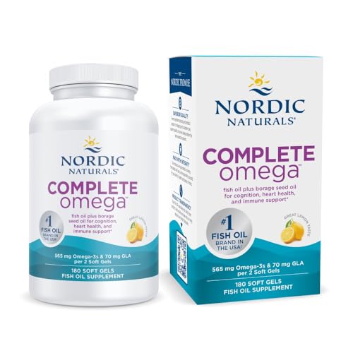 Nordic Naturals Complete Omega, Lemon Flavor - 180 Soft Gels - 565 mg Omega-3 - EPA & DHA with Added GLA - Healthy Skin, Cognition, & Positive Mood - Non-GMO - 90 Servings