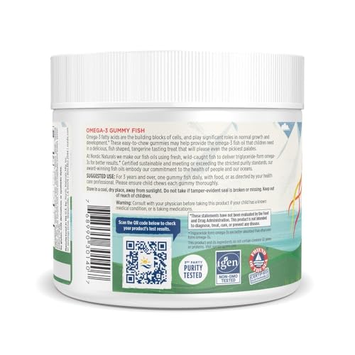 Nordic Naturals Nordic Omega-3 Gummy Fish, Tangerine - 30 Gummy Fish - 124 mg Total Omega-3s with EPA & DHA - Non-GMO - 30 Servings