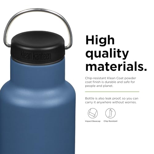Klean Kanteen Classic Stainless Steel Double Wall Insulated Water Bottle with Loop Cap