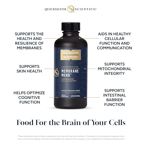 Quicksilver Scientific Membrane Mend - Brain, Cellular & Healthy Aging Support with Phosphatidyl Choline (PC), Vitamin E Tocotrienols, Ahiflower Oil & Astaxanthin Supplements (3.38oz / 100ml)