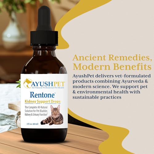 Ayush Pet Kidney and Bladder Support, Rentone Drops for Pets, Promotes Healthy Urinary Tract and Immune Function, 2oz.