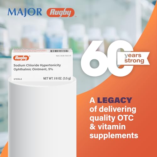Rugby Sodium Chloride Hypertonicity Ophthalmic Ointment 5% - 50 mg Sodium Chloride Eye Ointment for Temporary Corneal Edema Relief - Made With Lanolin and Mineral Oil - Alcohol-Free 0.125 Oz. (3 Pack)