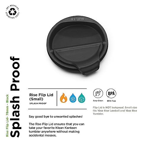 Klean Kanteen Rise Flip Lid - Premium, One-Handed Tumbler & Cup Lid - Replacement Lid - BPA-Free - Black, Small, 78 mm