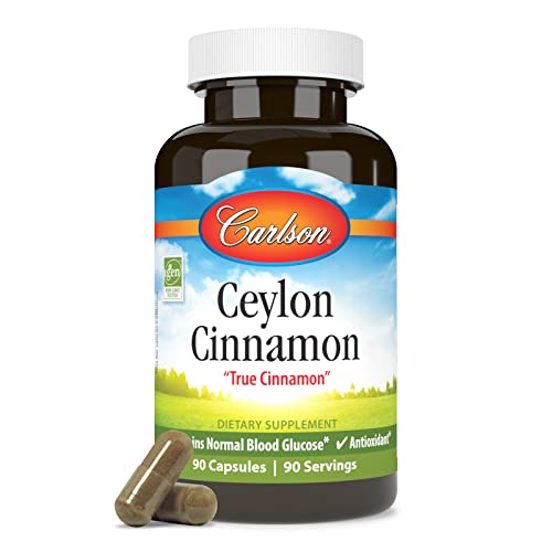 Carlson - Ceylon Cinnamon, Cinnamon Supplements, 500 mg, Cinnamon Extract Pills, Ceylon Cinnamon Capsules, 90 Capsules.