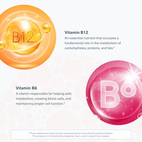 Youtheory Vitamin B12 B6, Daily Energy and Brain Support Supplement, Liquid Raspberry Flavor, 12  1oz Single Serving Packets