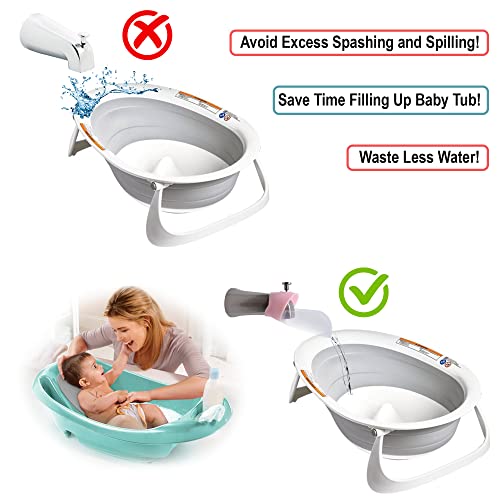 Baby Bath Helper - Bath Tub Faucet Extender - Guides Water Directly from Faucet to Baby Bath Tub Without Excessive Water Waste and Splashing - Modified to Fit Larger Bath Tub Faucets (Pink)