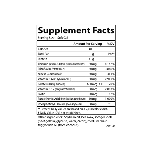 Carlson - B-50 Gels, Vitamin B Complex, Energy Production, Cellular Support & Optimal Wellness, 100 Softgels