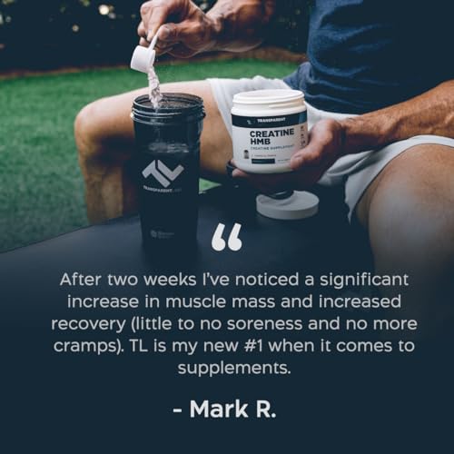 Transparent Labs Creatine HMB - Creatine Monohydrate Powder with HMB for Muscle Growth, Increased Strength, Enhanced Energy Output, and Improved Athletic Performance - 30 Servings, Unflavored