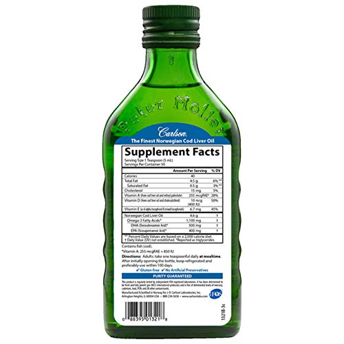 Carlson Norwegian Cod Liver Oil Natural, 250ml