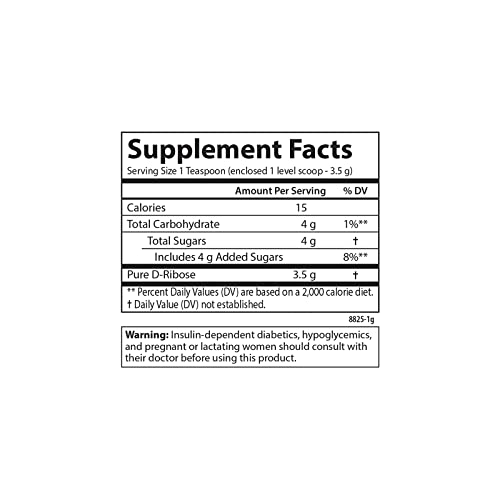 Carlson - Ribose, 100% Pure D-Ribose, Non-GMO, Energy Production, Muscle Recovery & Athletic Performance, 3.53 oz (100 g)