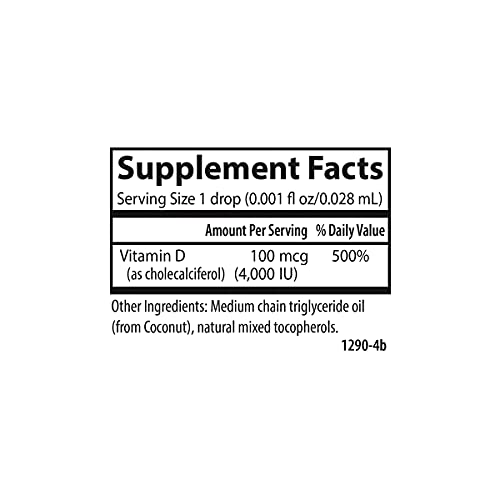 Carlson Super Daily D3 4,000 IU (100 mcg), Heart & Immune Health, Teeth & Bone Strength, Unflavored, 365 Drops