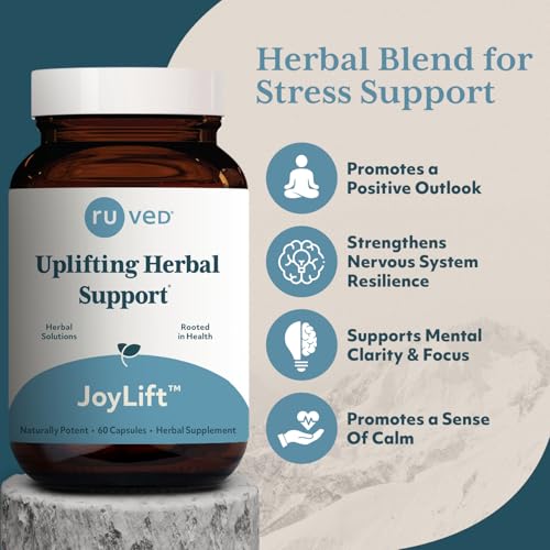 ruved Joylift, Uplifting Herbal Formula with Saffron, Berberine and St. Johns Wort, Promotes Calm and Positive Outlook, Ayurvedic Herbal Supplement, 60 Vegetarian Capsules.