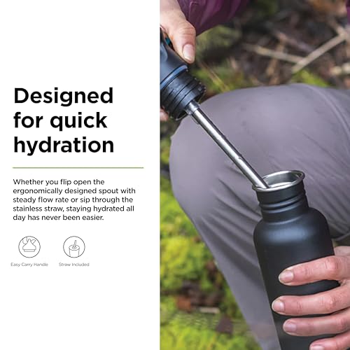 Klean Kanteen Classic Flip Seal Sport Cap with Metal Straw – 100% Leakproof, Reliable Cap - Ergonomic with Steady Flow - Eco-Friendly & BPA-Free