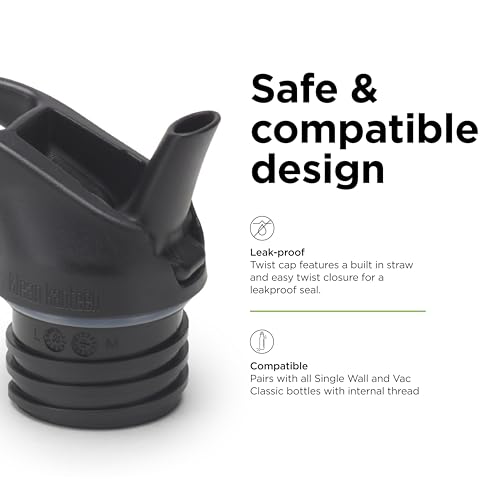 Klean Kanteen Classic Flip Seal Sport Cap with Metal Straw – 100% Leakproof, Reliable Cap - Ergonomic with Steady Flow - Eco-Friendly & BPA-Free