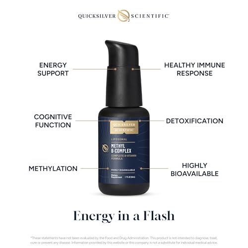 Quicksilver Scientific Methyl B Complex - Liquid Vitamin with Superior Liposomal Absorption of Vitamin B12, Folate, Vitamin B6, Riboflavin, Biotin, Pantothenic Acid, Vitamin B1, Niacin (50 ml)