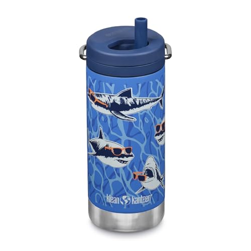Klean Kanteen TKWide Insulated Coffee Tumbler with Café Cap - Stainless Steel Coffee Tumbler - Sharks in Shades
