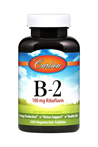 Carlson - B-2, 100 mg Riboflavin, Energy Production, Vision Support & Healthy Skin, 250 Vegetarian Tablets