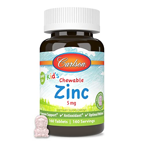 Carlson - Kid's Chewable Zinc, 5 mg, Health Support, Natural Mixed Berry Flavor, 160 Tablets